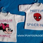 Magliette per bambini ricamate con Spiderman, Minnie e squadre del cuore