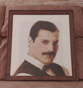 Freddie Mercury quadro ritratto ricamato a Punto croce 